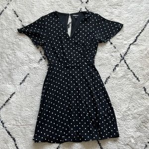 Express black and white polka dot mini a line dress from Express